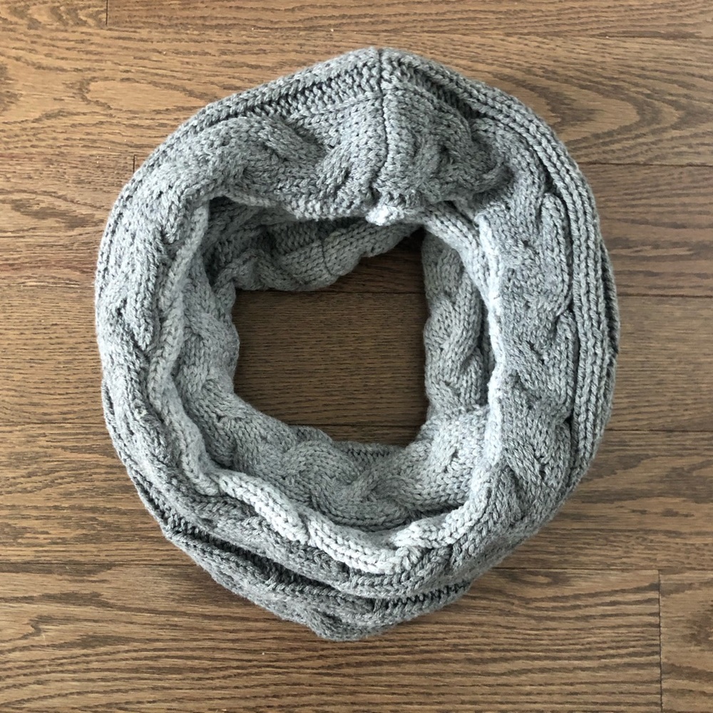 Knit Neck Warmer - Funnel Scarf - Grey